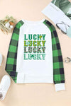 LUCKY Plaid Round Neck Raglan Sleeve T-Shirt Women's T-Shirts - Tophatter Daily Deals