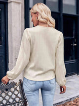 Puff Sleeve Surplice Neck Blouse Blouses - Tophatter Daily Deals