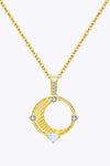 Inlaid Zircon and Natural Moonstone Pendant Necklace Gold One Size Moonstone - Tophatter Daily Deals