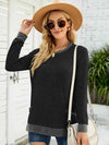 Round Neck Long Sleeve Blouse Black Blouses - Tophatter Daily Deals