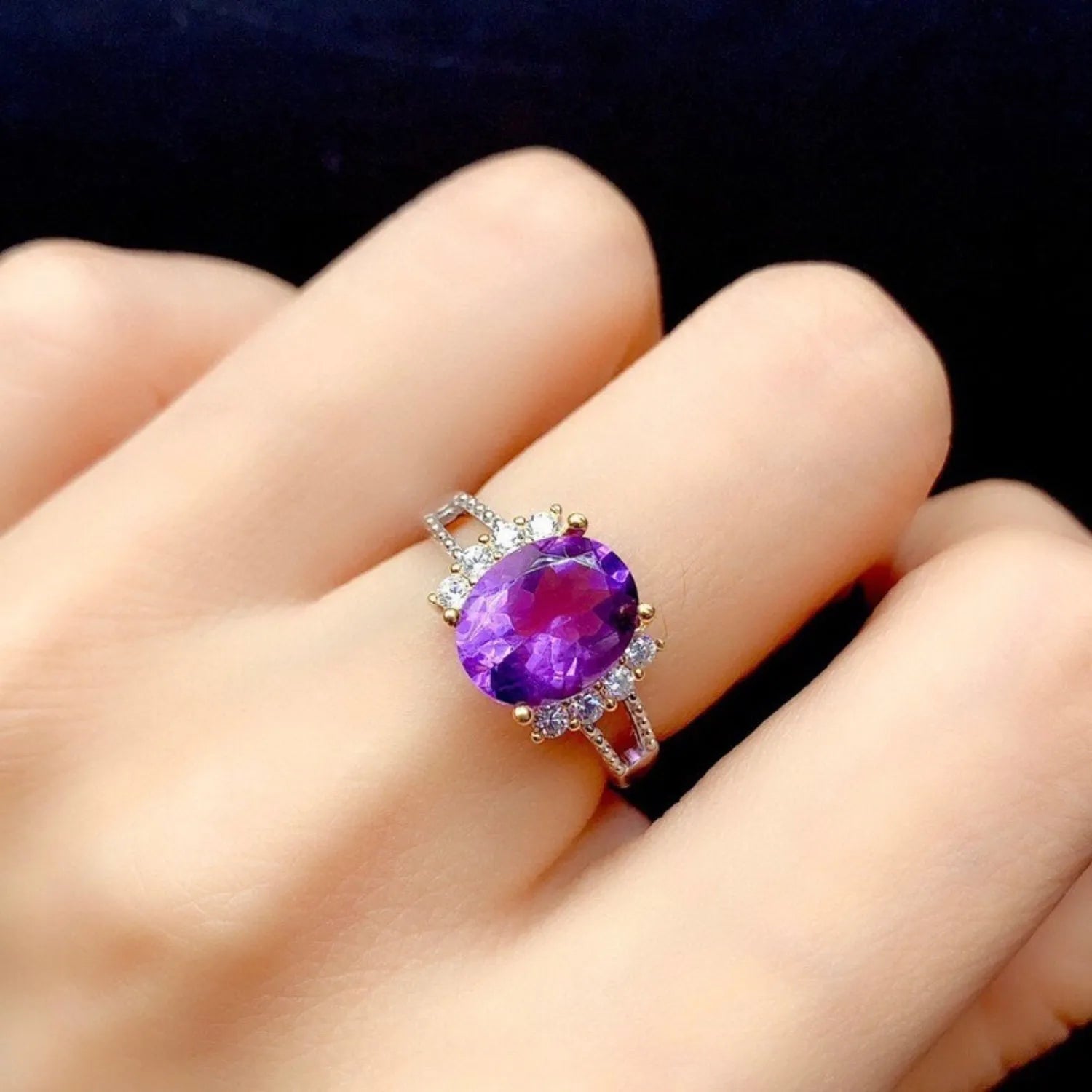 Silver-Plated Artificial Gemstone Ring Rings - Tophatter Daily Deals