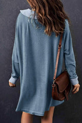 Waffle Knit Buttoned Long Sleeve Top with Breast Pocket Blouses - Tophatter Daily Deals