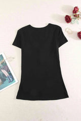 Buttoned Short Sleeve Tee Shirt Women's T-Shirts - Tophatter Daily Deals