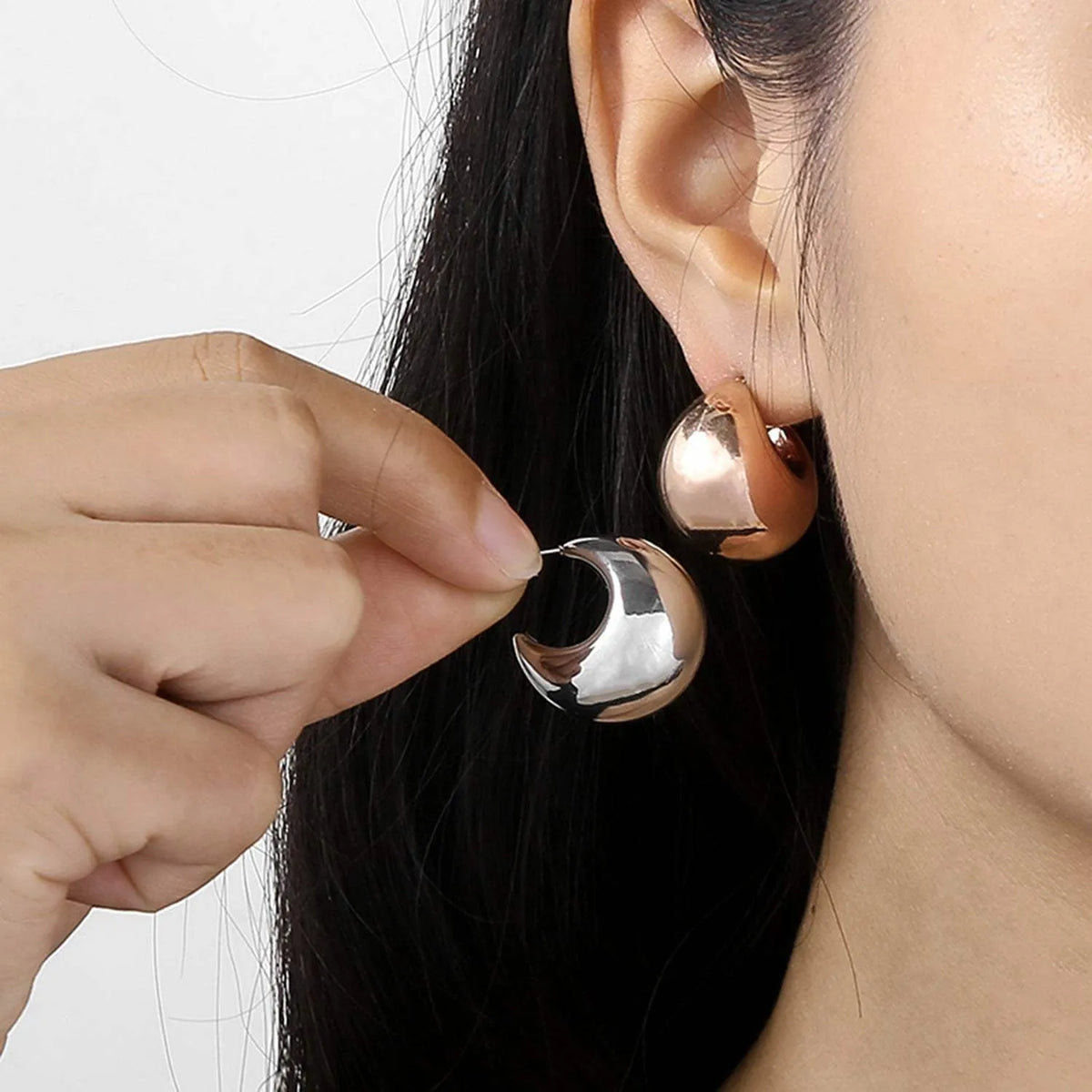 Stainless Steel Moon Shape Earrings Earrings - Tophatter Daily Deals