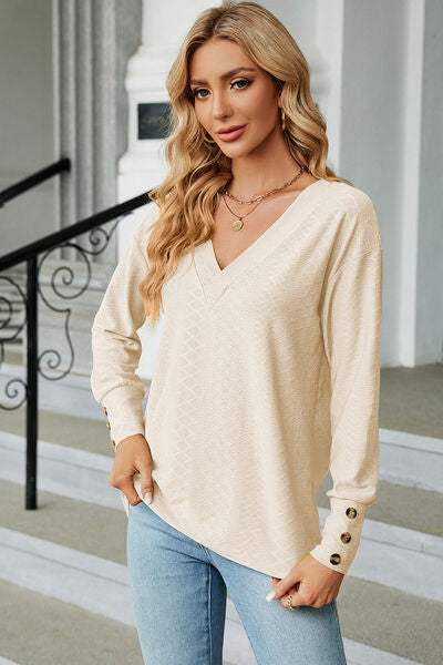 V-Neck Lantern Sleeve T-Shirt Women's T-Shirts - Tophatter Daily Deals