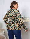 Plus Size Printed Tie Waist Flounce Sleeve Blouse Blouses - Tophatter Daily Deals