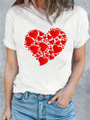 Heart Round Neck Short Sleeve T-Shirt White Women's T-Shirts - Tophatter Daily Deals