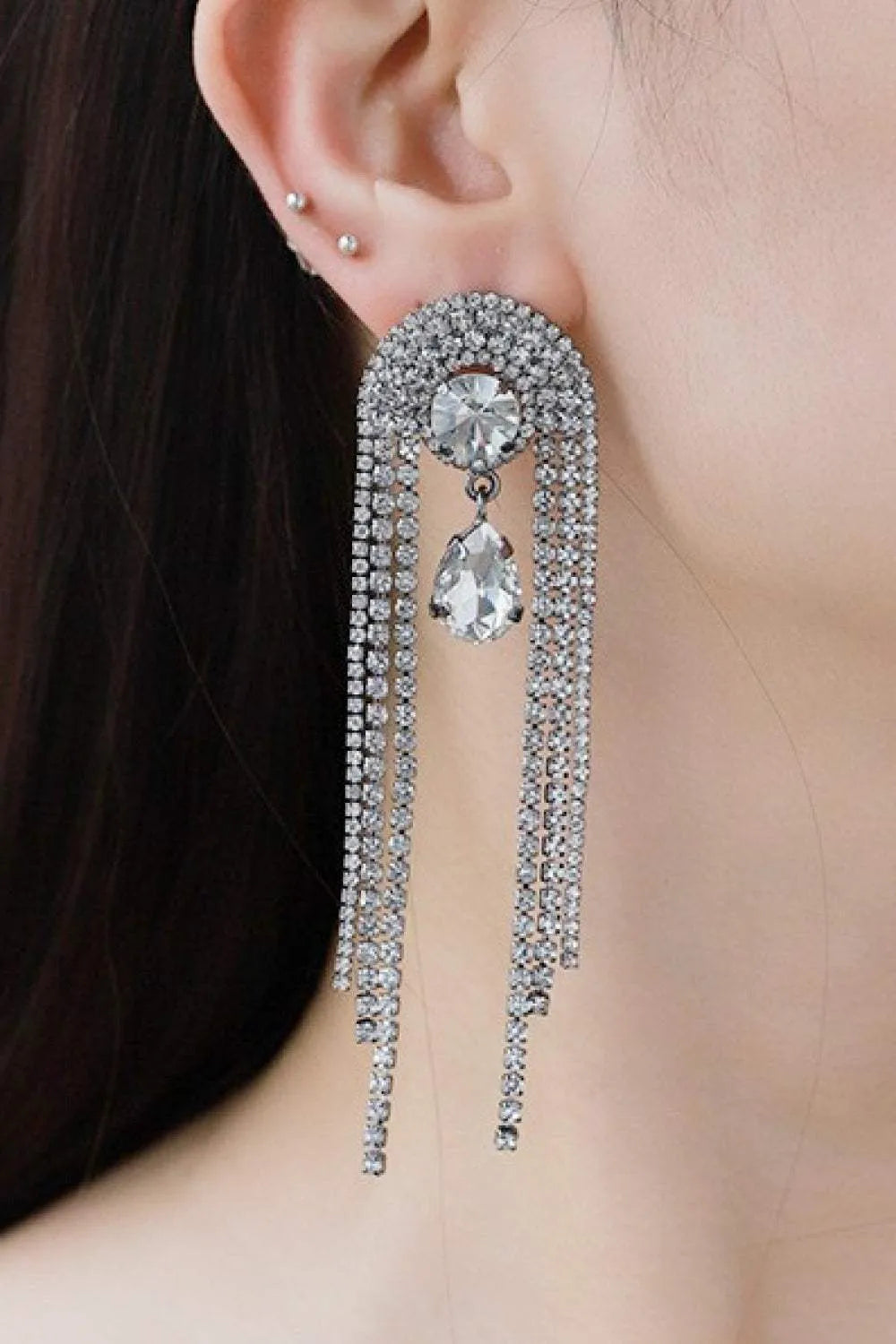 Fringe Dangle Earrings Silver One Size Earrings - Tophatter Daily Deals