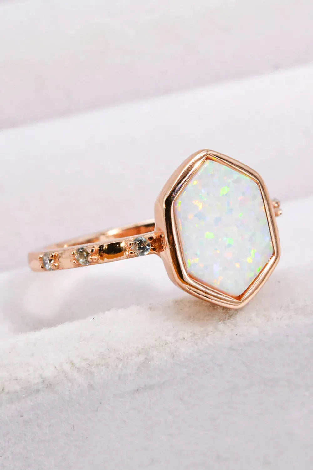 Opal Hexagon 925 Sterling Silver Ring Opal - Tophatter Daily Deals