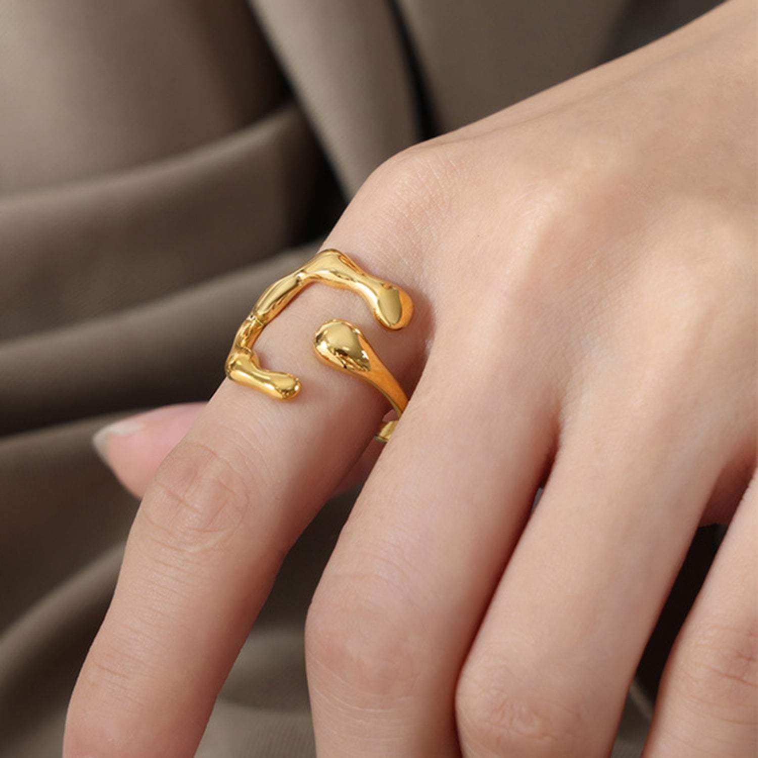 18K Gold-Plated Irregular Open Ring Rings - Tophatter Daily Deals