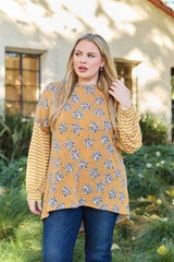 Celeste Design Full Size Leopard Star Striped Long Sleeve Top Blouses - Tophatter Daily Deals
