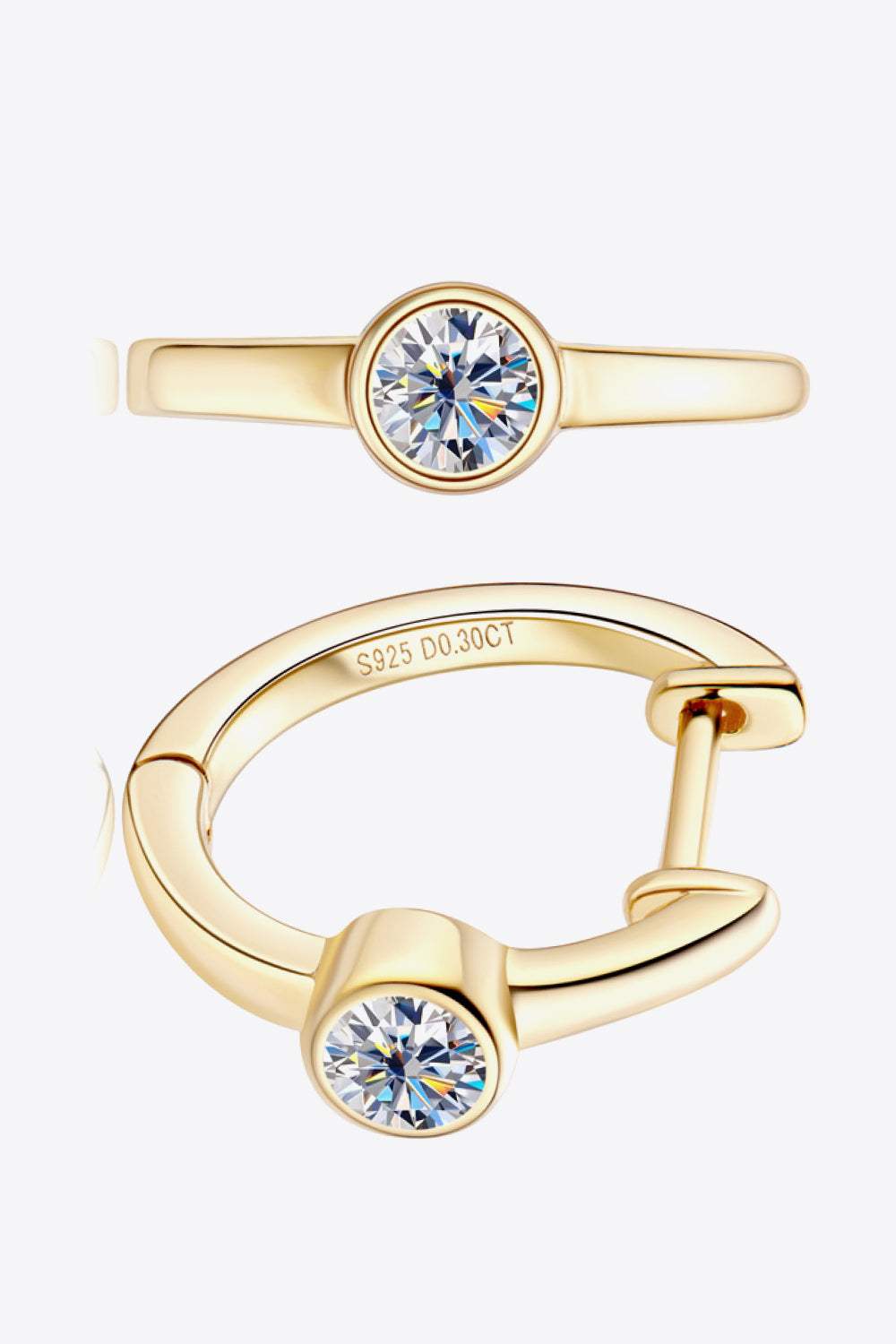 18k Gold-Plated Inlaid Moissanite Huggie Earrings Moissanite - Tophatter Daily Deals