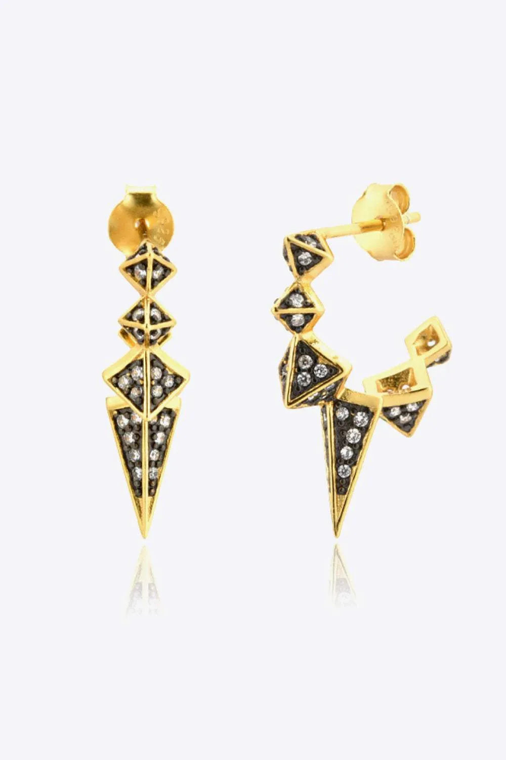 Geometric Zircon Decor 925 Sterling Silver Earrings White Black One Size Earrings - Tophatter Daily Deals