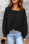 Square Neck Raglan Sleeve T-Shirt Black Women's T-Shirts - Tophatter Daily Deals