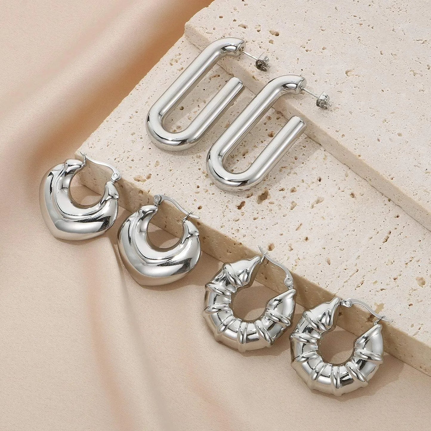 Stainless Steel Hinged Hoop Earrings Earrings - Tophatter Daily Deals