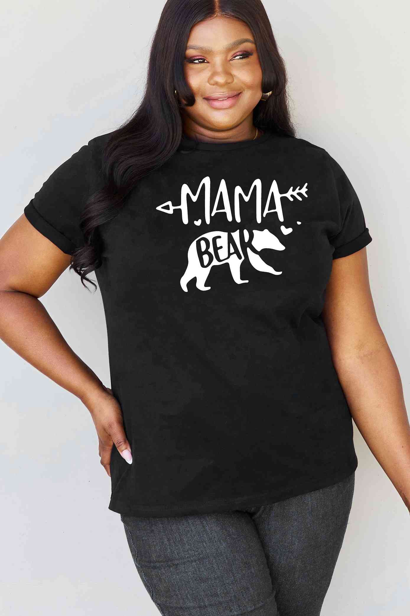 Simply Love Full Size MAMA BEAR Graphic Cotton T-Shirt Black Women's T-Shirts - Tophatter Daily Deals