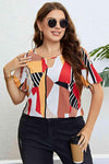 Plus Size Cutout Short Sleeve Blouse Multicolor Blouses - Tophatter Daily Deals