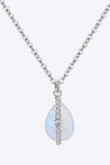 Natural Moonstone and Zircon Pendant Necklace Silver One Size Moonstone - Tophatter Daily Deals