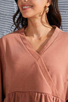 V-Neck Exposed Seams Balloon Sleeve Top Blouses - Tophatter Daily Deals