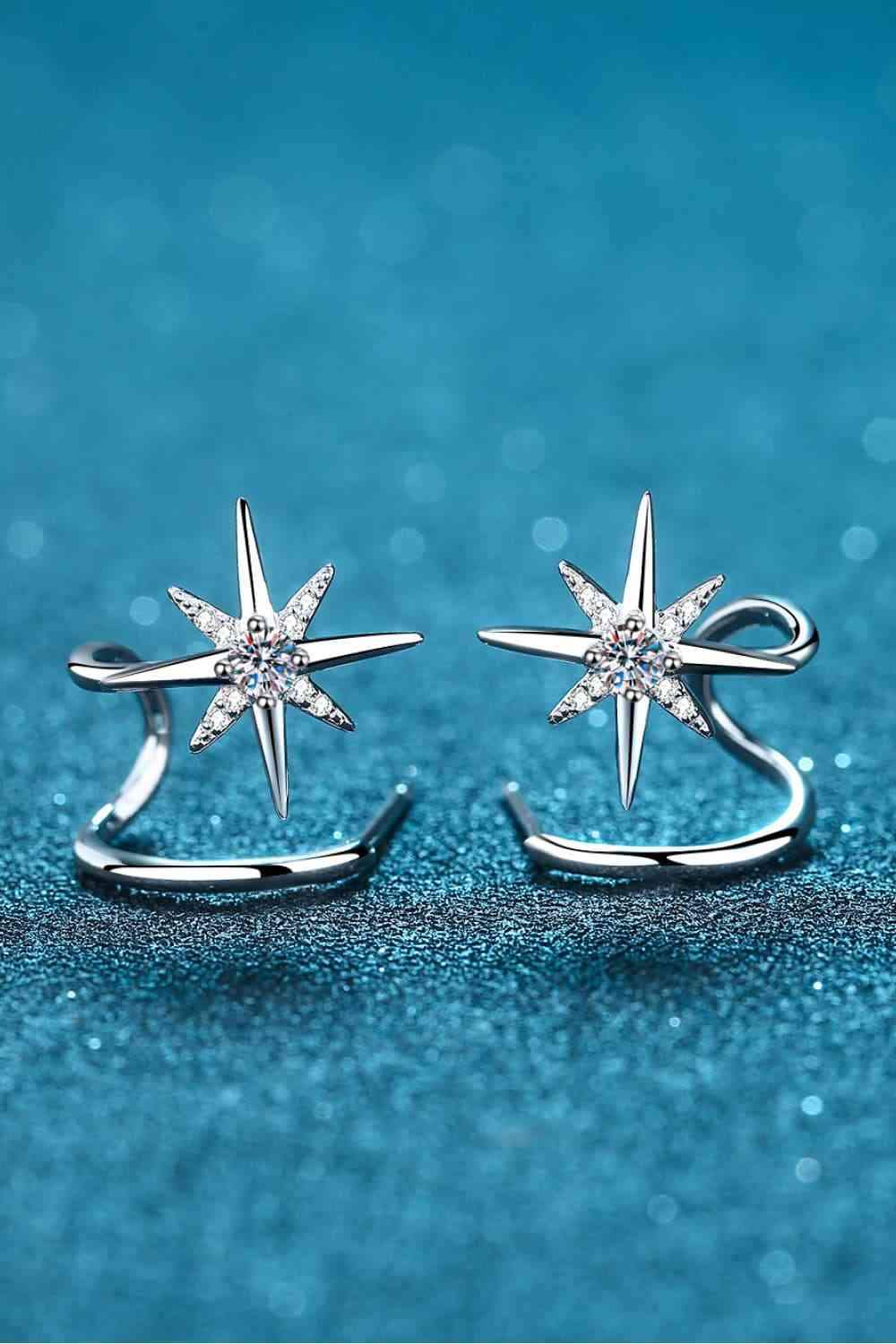 Moissanite Star Rhodium-Plated Earrings Moissanite - Tophatter Daily Deals