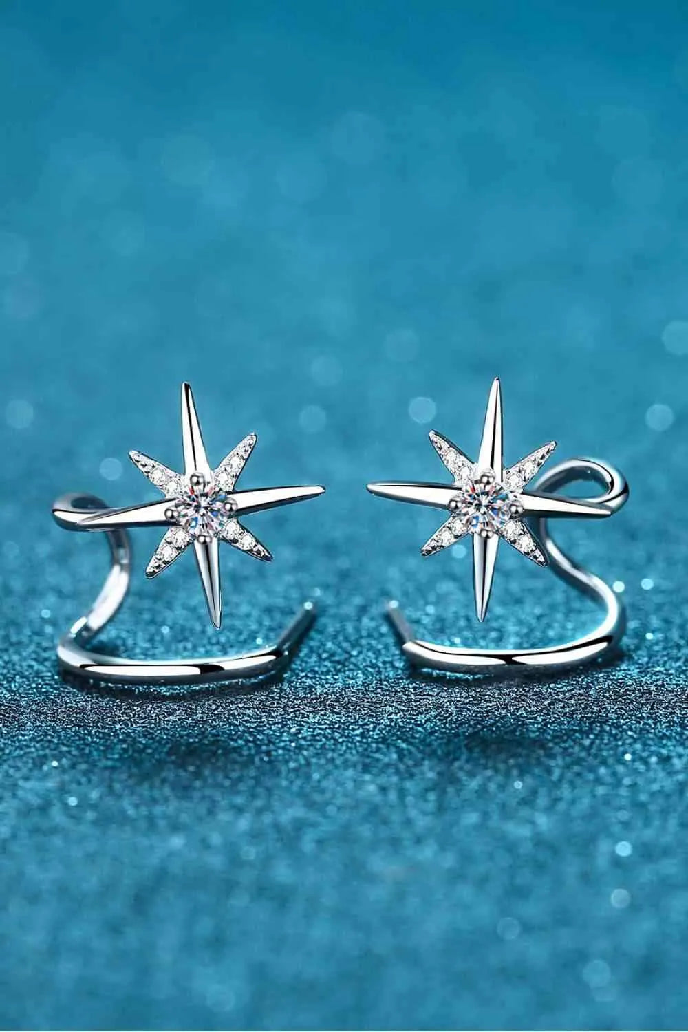 Moissanite Star Rhodium-Plated Earrings Moissanite - Tophatter Daily Deals