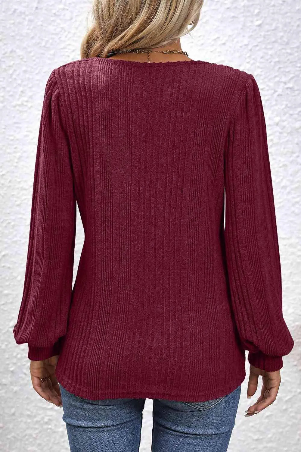 Square Neck Puff Sleeve Blouse Blouses - Tophatter Daily Deals