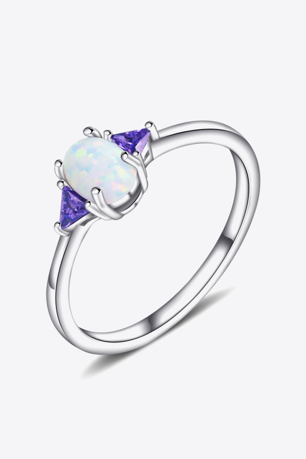 Contrast 925 Sterling Silver Opal Ring - Tophatter Deals