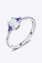 Contrast 925 Sterling Silver Opal Ring Purple Opal - Tophatter Daily Deals