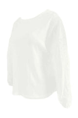 Openwork Dropped Shoulder Boat Neck Blouse Blouses - Tophatter Daily Deals