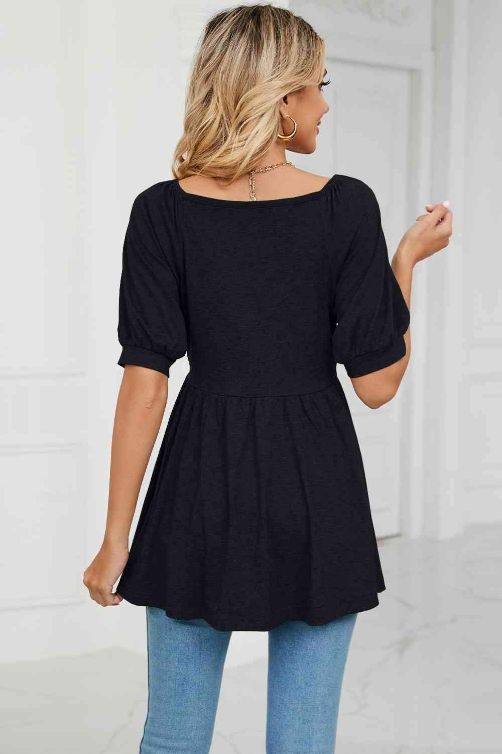 V-Neck Babydoll Top Women's T-Shirts - Tophatter Daily Deals