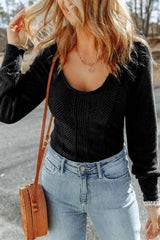 Scoop Neck Long Sleeve Top Blouses - Tophatter Daily Deals