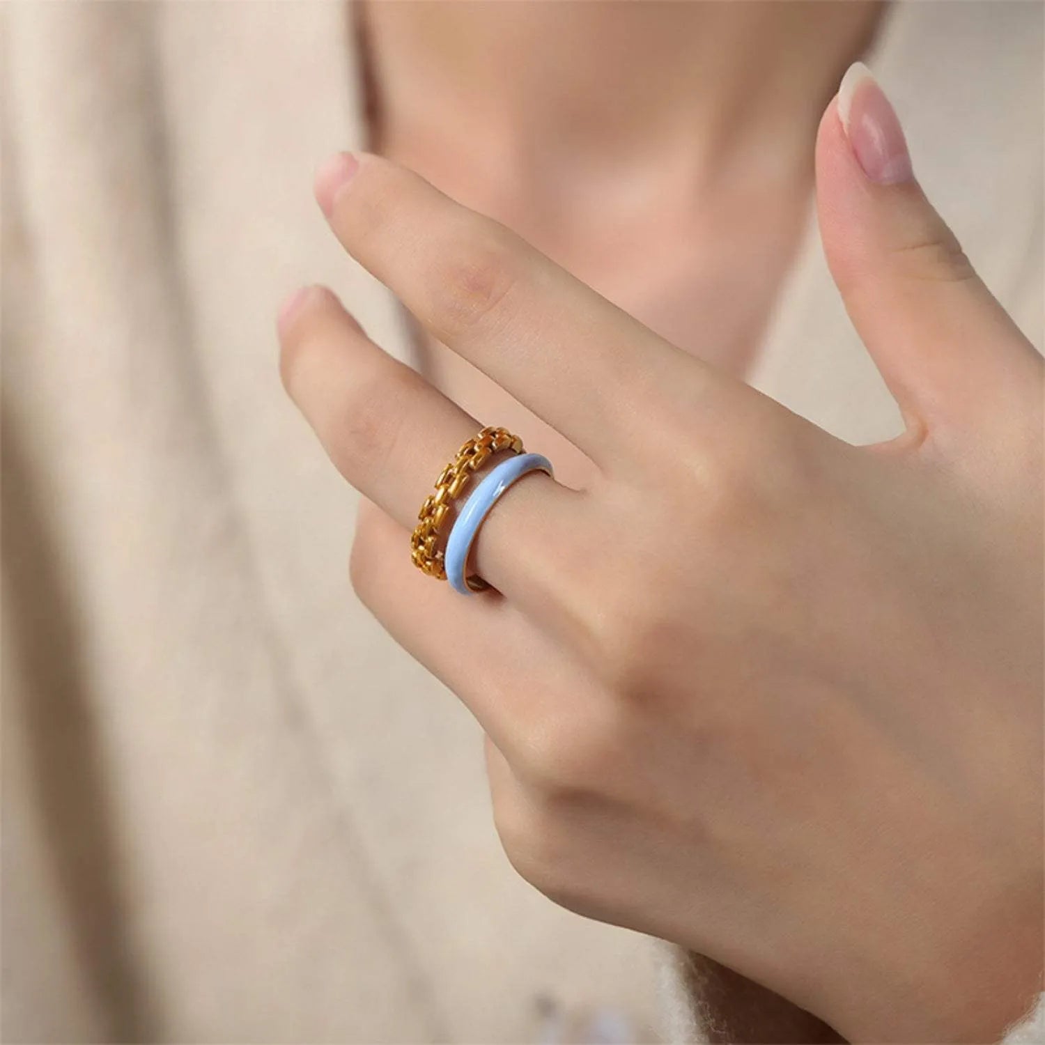Enamel 18K Gold-Plated Open Ring Rings - Tophatter Daily Deals