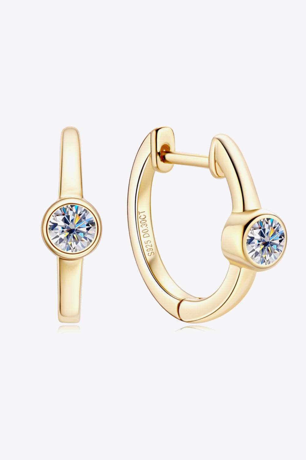 18k Gold-Plated Inlaid Moissanite Huggie Earrings Gold One Size Moissanite - Tophatter Daily Deals