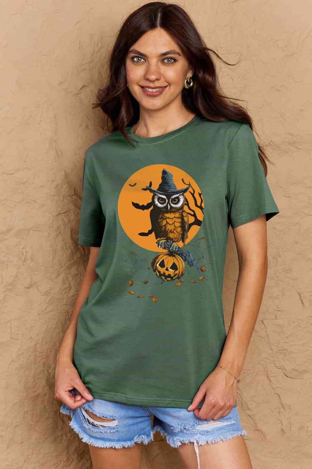 Simply Love Full Size Holloween Theme Graphic Cotton T-Shirt Women's T-Shirts - Tophatter Daily Deals