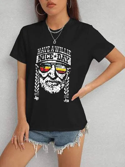 HAVE A WILLIE NICE DAY Round Neck T-Shirt Black Women's T-Shirts - Tophatter Daily Deals