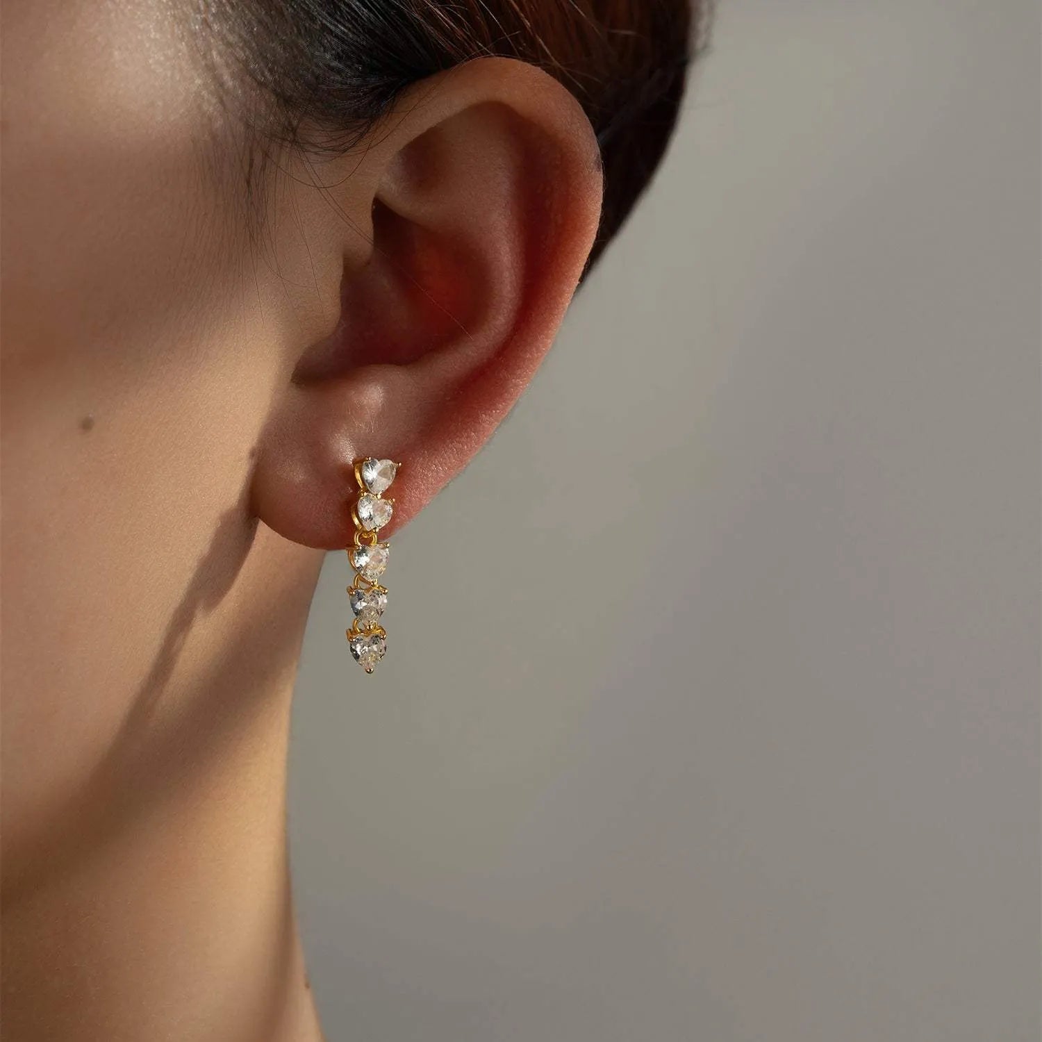 Inlaid Heart Zircon 925 Sterling Silver Drop Earrings Earrings - Tophatter Daily Deals