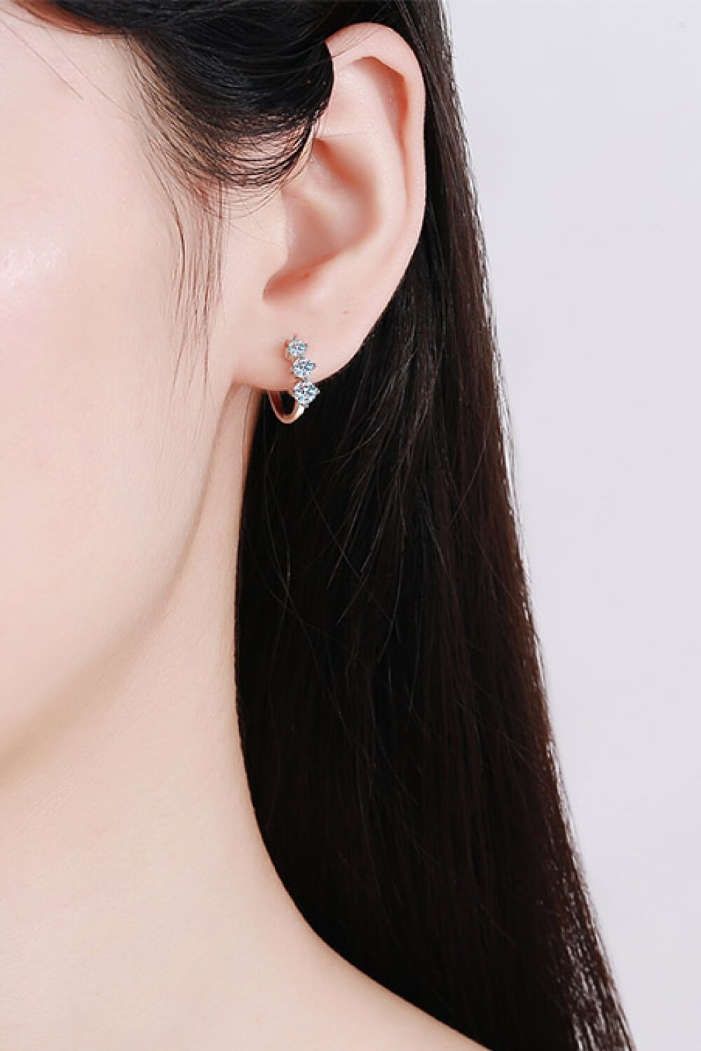 Sterling Silver Moissanite Huggie Earrings - Tophatter Deals