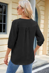 Notched Three-Quarter Sleeve T-Shirt Women's T-Shirts - Tophatter Daily Deals