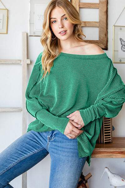 Reborn J Exposed Seam Lantern Sleeve Top Blouses - Tophatter Daily Deals