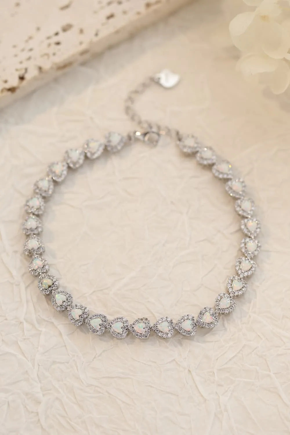 925 Sterling Silver Opal Heart Bracelet Opal - Tophatter Daily Deals