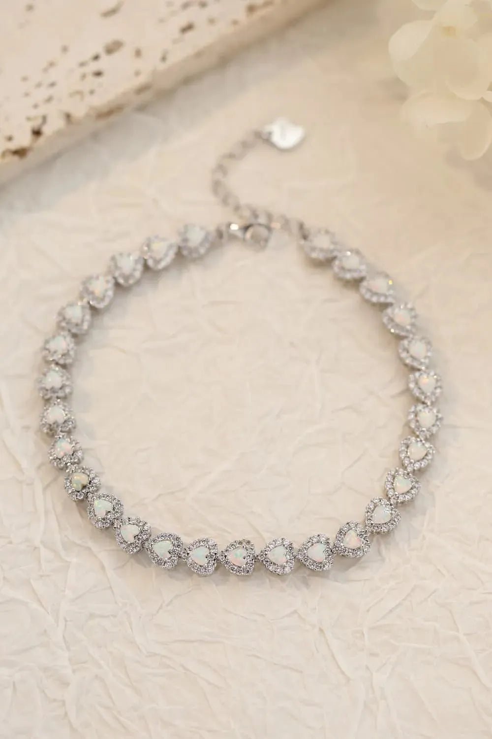 925 Sterling Silver Opal Heart Bracelet Opal - Tophatter Daily Deals