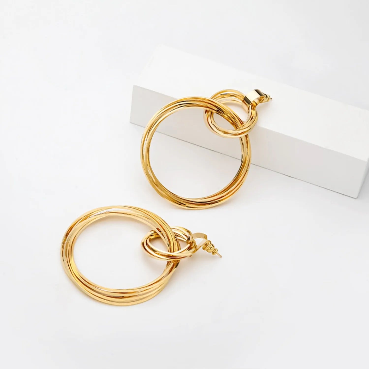 Gold-Plated Copper Double-Hoop Earrings Earrings - Tophatter Daily Deals