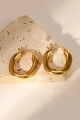 Oval Hoop Earrings Gold One Size Earrings - Tophatter Daily Deals