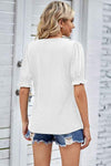 Heathered Notched Short Sleeve T-Shirt Women's T-Shirts - Tophatter Daily Deals