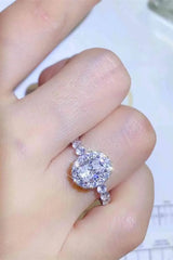 Adored 1 Carat Moissanite 925 Sterling Silver Halo Ring White Moissanite - Tophatter Daily Deals
