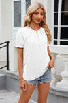 Round Neck Flounce Sleeve T-Shirt White Women's T-Shirts - Tophatter Daily Deals