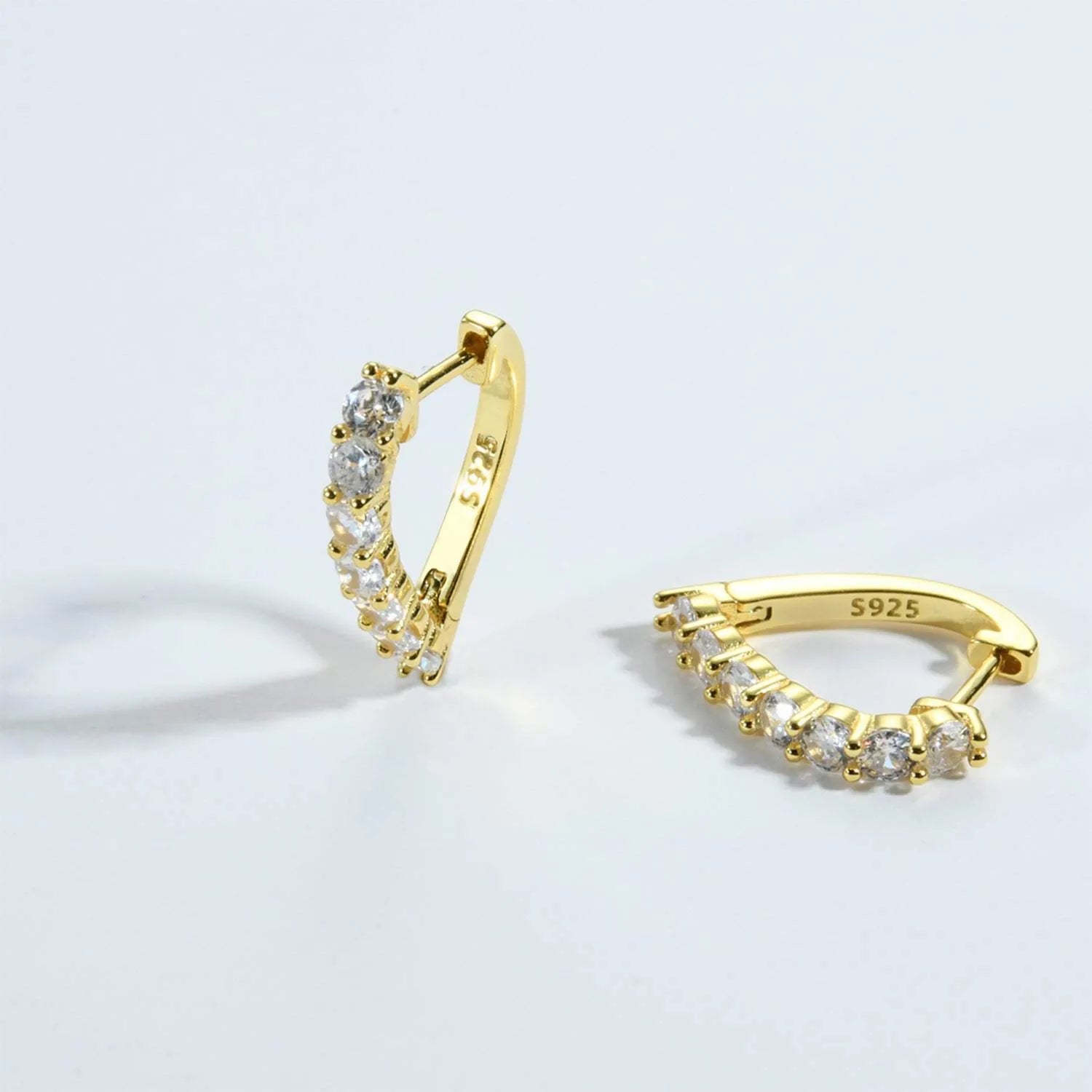 Inlaid Zircon 925 Sterling Silver Heart Earrings Earrings - Tophatter Daily Deals