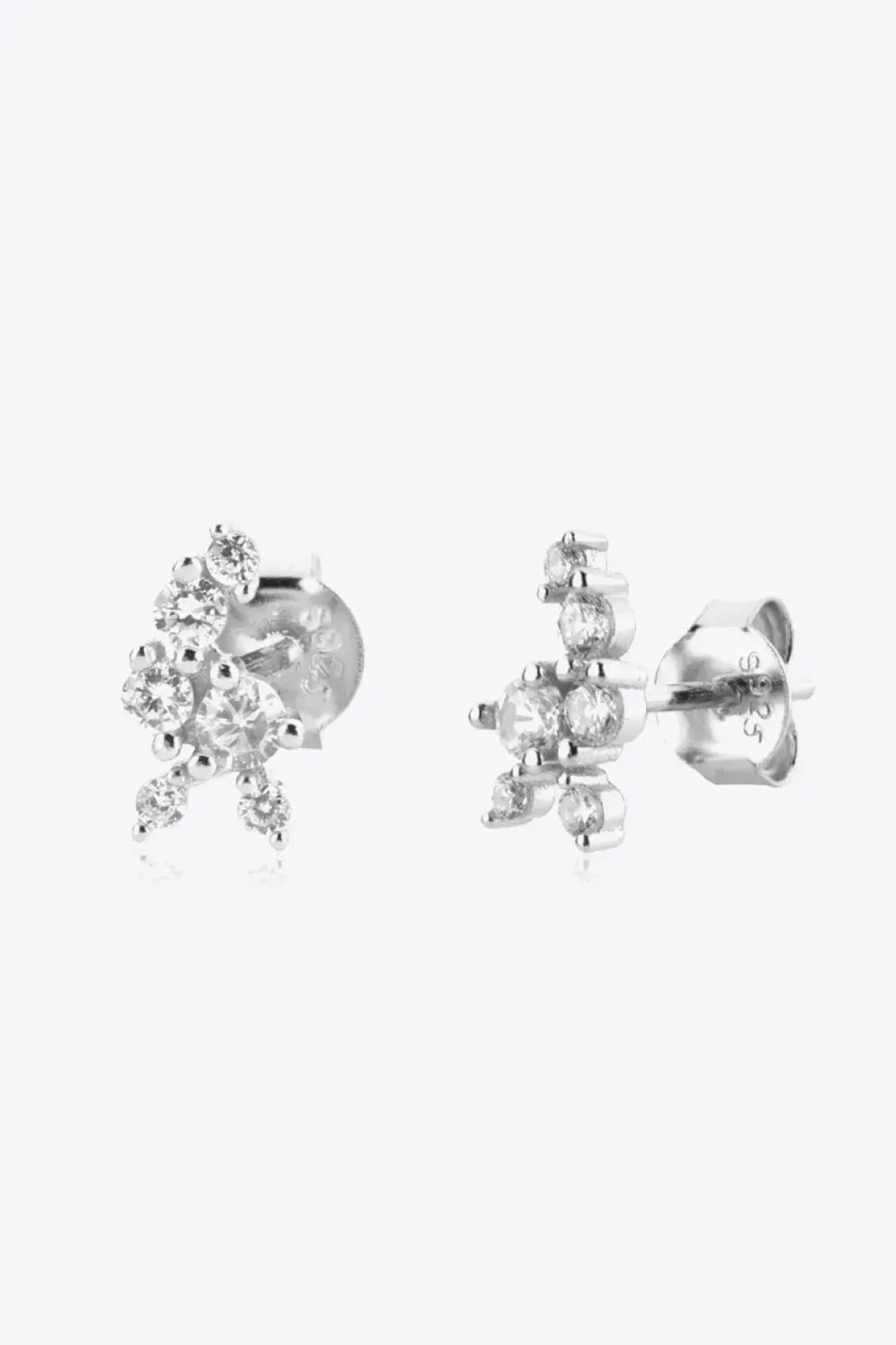 Zircon 925 Sterling Silver Stud Earrings Silver One Size Earrings - Tophatter Daily Deals