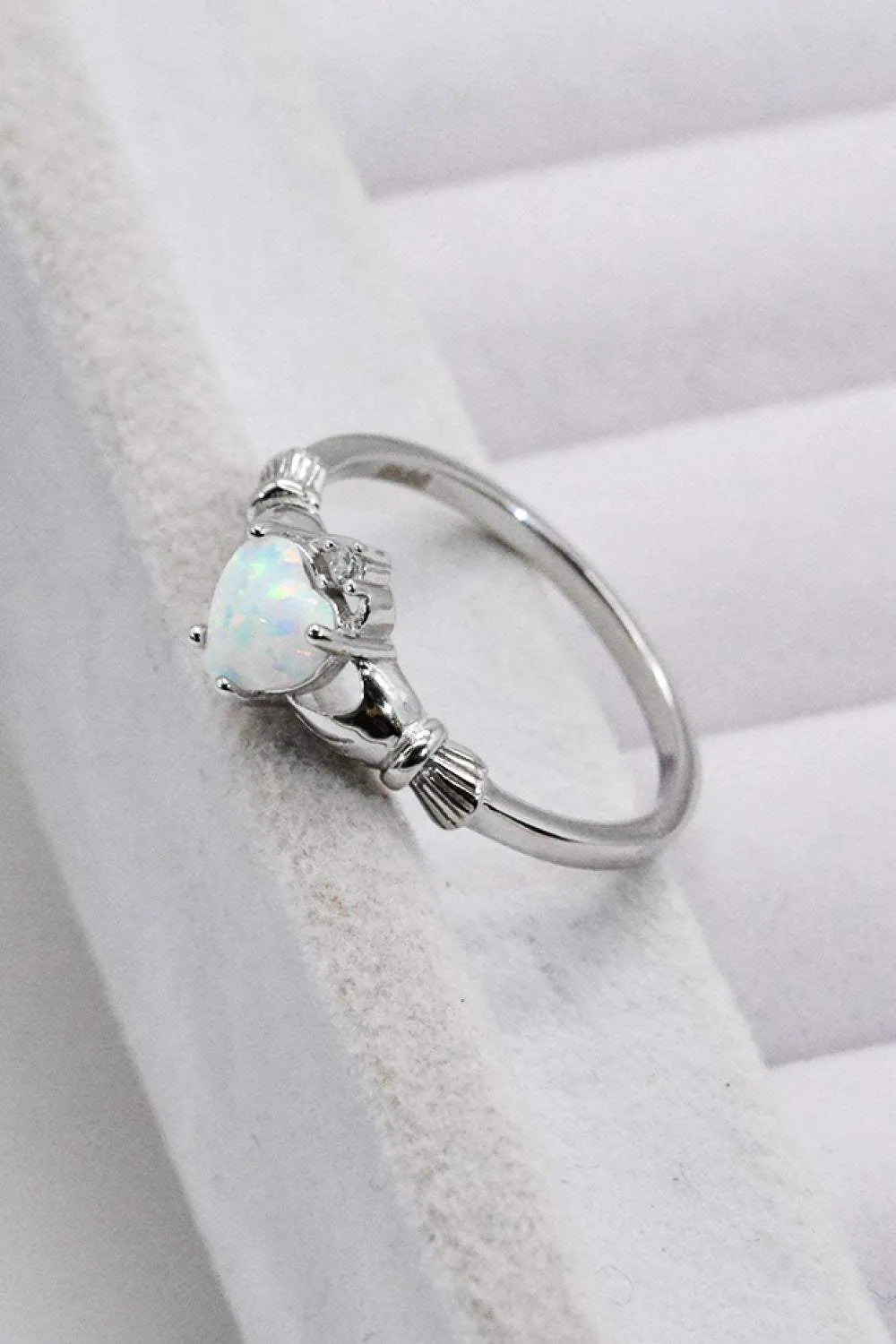 925 Sterling Silver Heart Opal Ring Opal - Tophatter Daily Deals