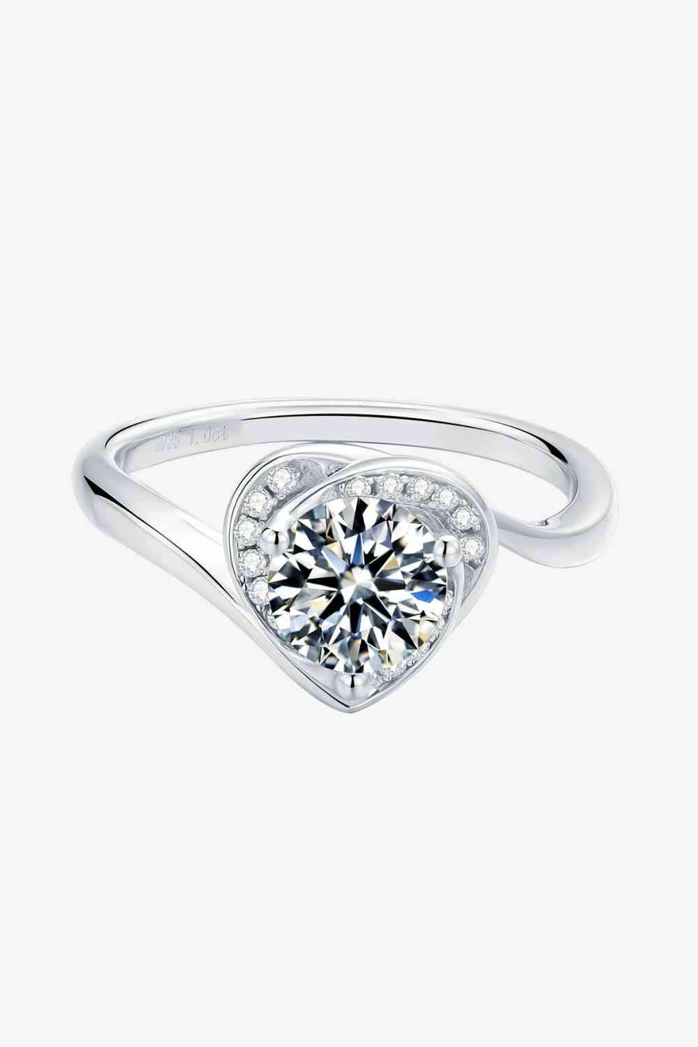 1 Carat Moissanite 925 Sterling Silver Heart Ring Moissanite - Tophatter Daily Deals